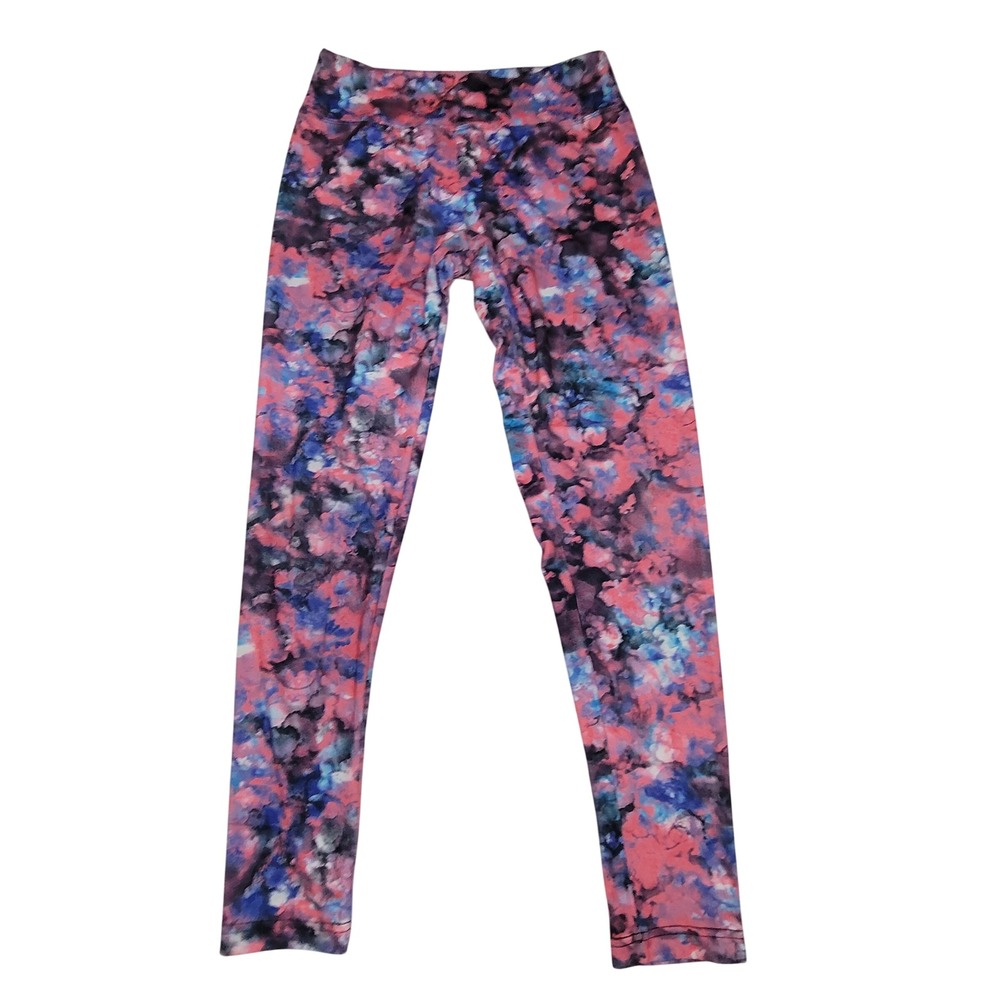Marika Women Pink Blue Watercolor Abstract Print Leggings Large